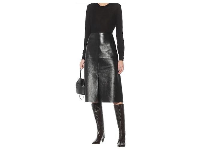 Joseph Sidena-Shiny Black Leather Skirt - view 2