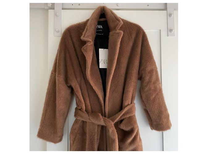 Abrigo esponjoso Zara Camel con cinturón Gr. XXL nuevo con etiqueta Coñac - vista 4