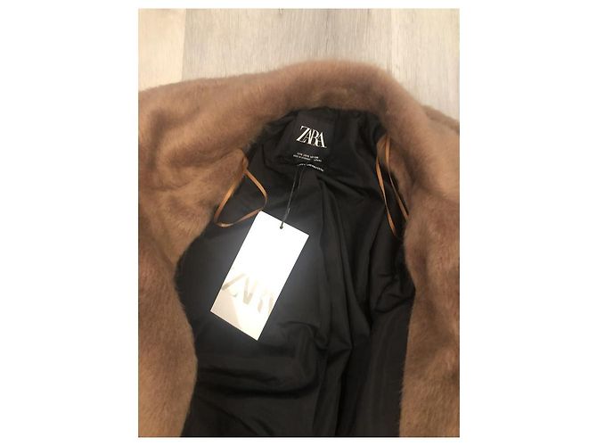 Abrigo esponjoso Zara Camel con cinturón Gr. XXL nuevo con etiqueta Coñac - vista 6
