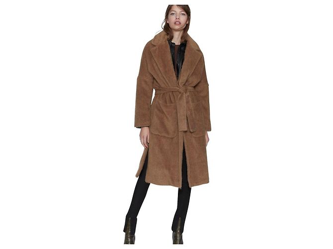 Abrigo esponjoso Zara Camel con cinturón Gr. XXL nuevo con etiqueta Coñac - vista 8