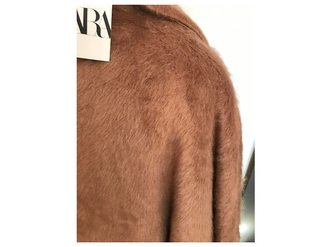 Abrigo esponjoso Zara Camel con cinturón Gr. XXL nuevo con etiqueta Coñac - vista 9