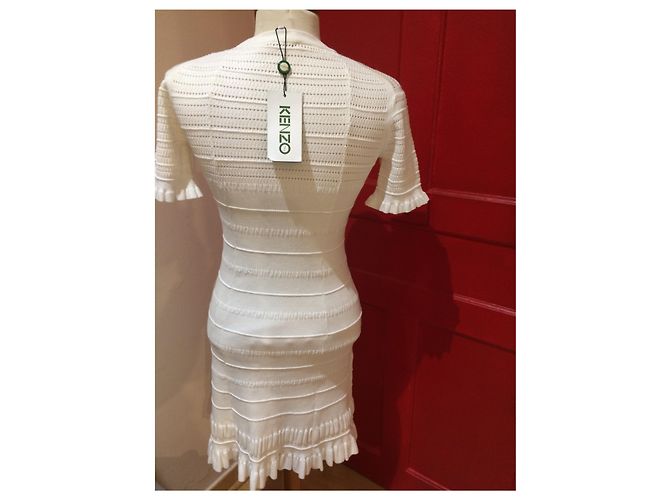 Kenzo Kleid Weiß aus Viskose und Polyester - Ansicht 2