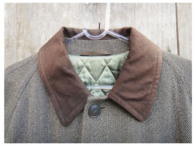 Hugo Boss brown wool herringbone coat size 44 - view 4