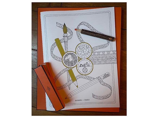 Libro para colorear Hermès + lápiz Hermès Blanco Naranja - vista 2