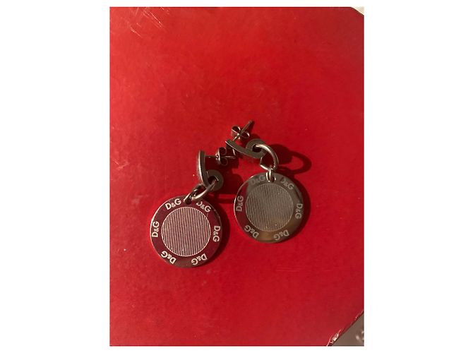 Orecchini Dolce & Gabbana con logo in metallo argento - vista 2