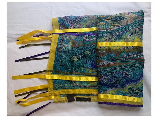 Sciarpa Etro in seta multicolore con frange in raso - vista 3