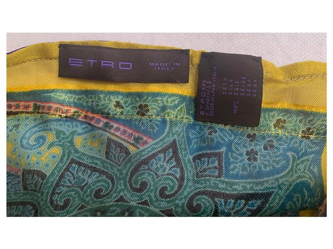 Sciarpa Etro in seta multicolore con frange in raso - vista 4