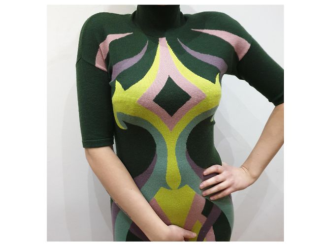 Versace gemustertes Wollkleid Mehrfarben - Ansicht 11