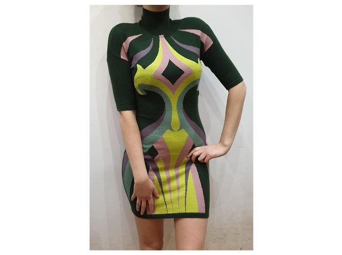 Versace gemustertes Wollkleid Mehrfarben - Ansicht 4