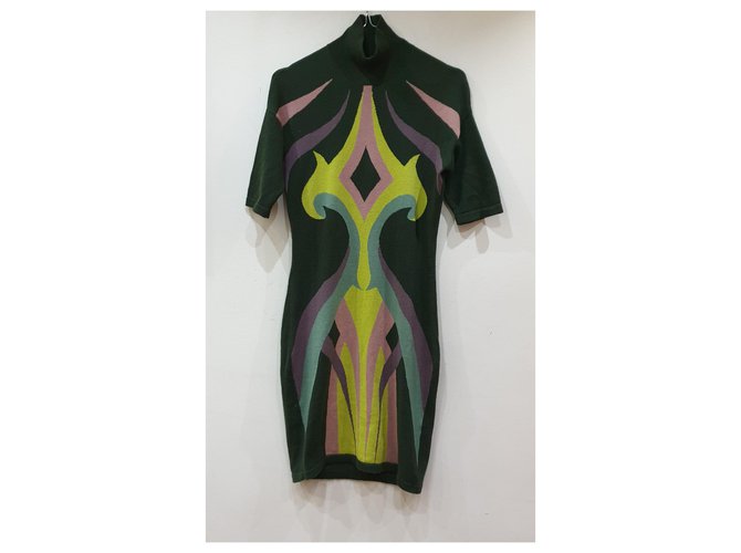 Versace gemustertes Wollkleid Mehrfarben - Ansicht 7