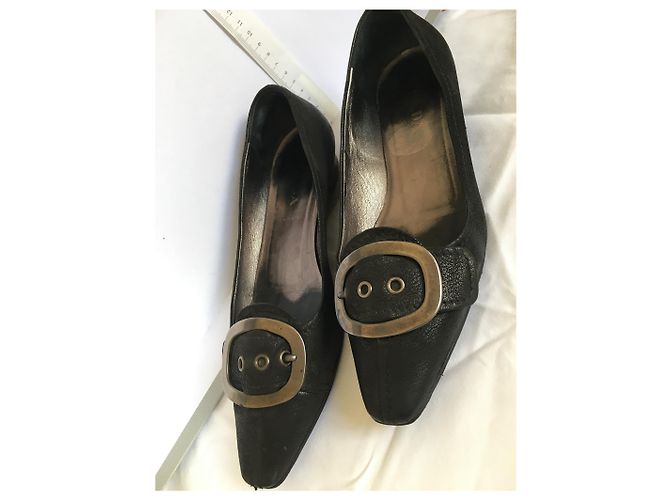 Mules Prada in pelle nera 38 Nero Silver hardware - vista 2