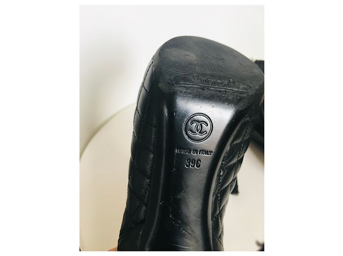 Stivaletti Chanel in pelle nera 38.5 Nero Silver hardware - vista 12