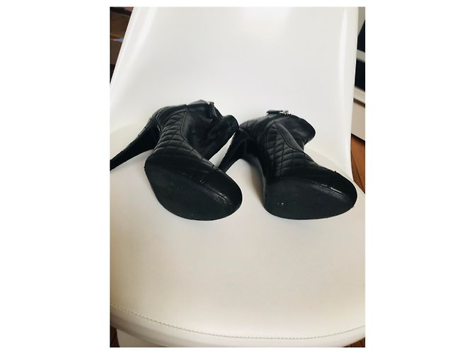 Stivaletti Chanel in pelle nera 38.5 Nero Silver hardware - vista 13