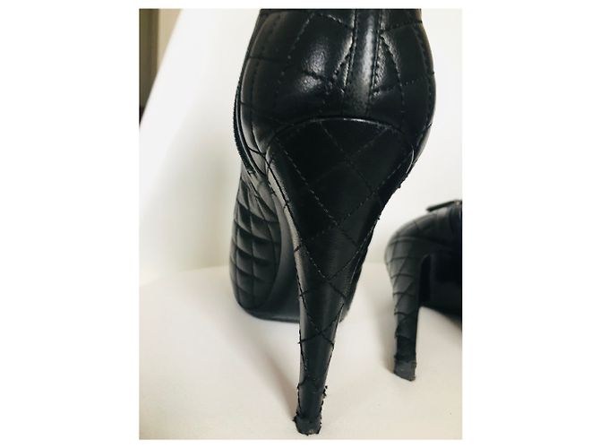 Stivaletti Chanel in pelle nera 38.5 Nero Silver hardware - vista 18