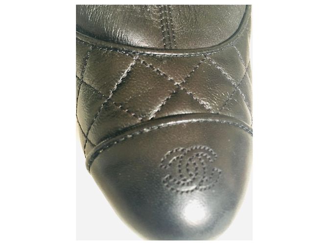 Stivaletti Chanel in pelle nera 38.5 Nero Silver hardware - vista 4