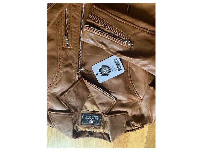 Autre Marque Bikerjacke aus Lammfell Caramel Karamell - Ansicht 2
