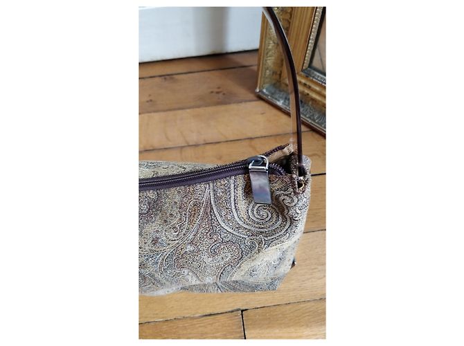 Borsa hobo Etro in cotone jacquard Paisley marrone - vista 4