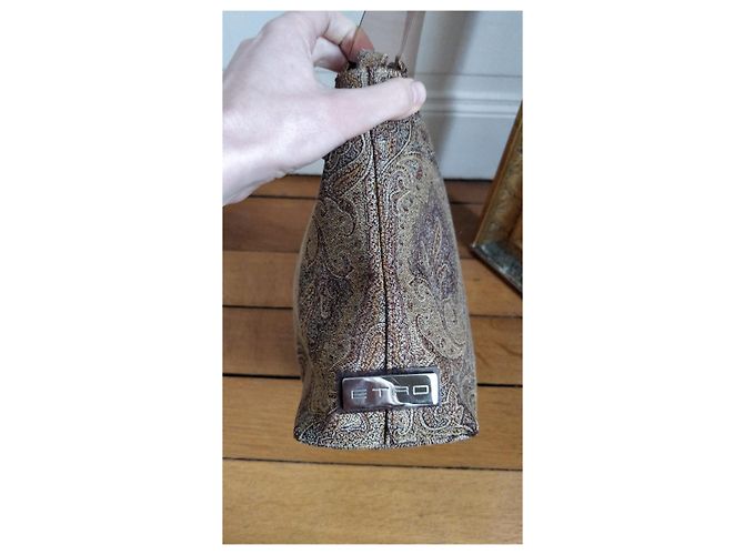 Borsa hobo Etro in cotone jacquard Paisley marrone - vista 5