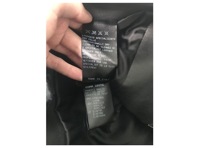 Giacca biker Neil Barrett in pelle nera e blu XS Nero - vista 10
