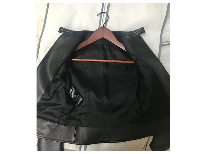 Giacca biker Neil Barrett in pelle nera e blu XS Nero - vista 12