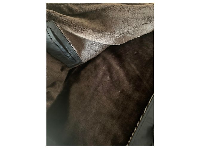 Autre Marque Dunkelbraune Lammfelljacke - Ansicht 3