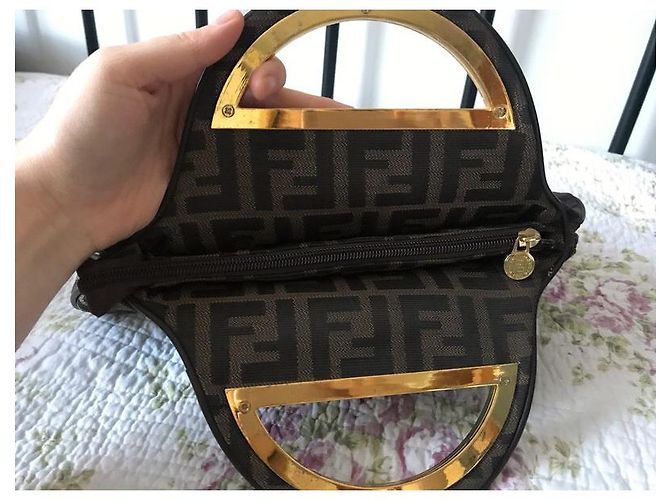 Borsa Fendi Monogramma in tela marrone - vista 4