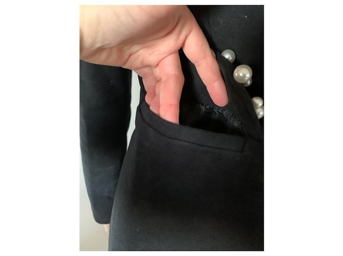 Abrigo Zara Negro de Tela M - vista 2