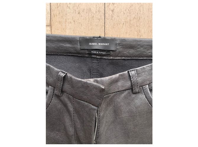 Isabel Marant Lamm Lederhose Schwarz - Ansicht 5
