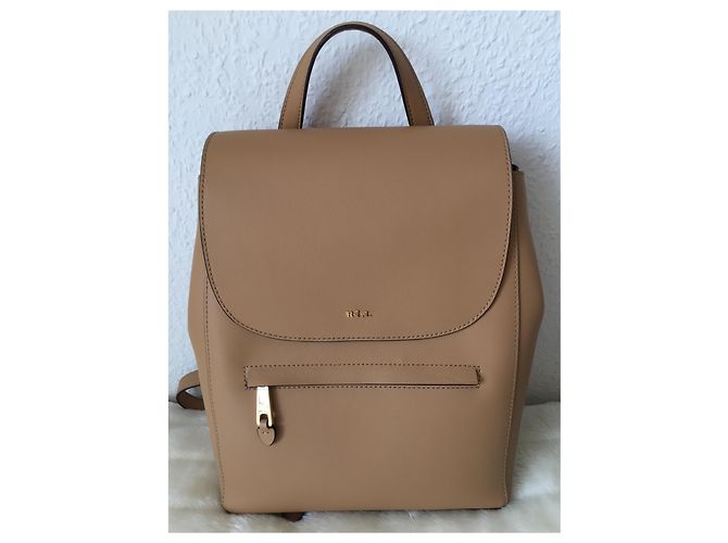 Ralph Lauren Leather Backpack Beige - view 4