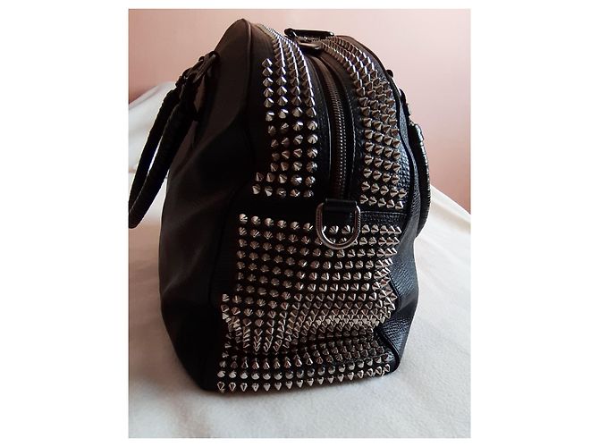Borsa Christian Louboutin in pelle nera con rivetti argento Nero - vista 4