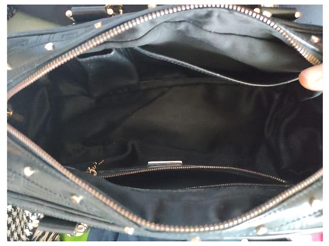 Borsa Gianni Versace Greek Quilt in pelle nera Nero Gold hardware - vista 3
