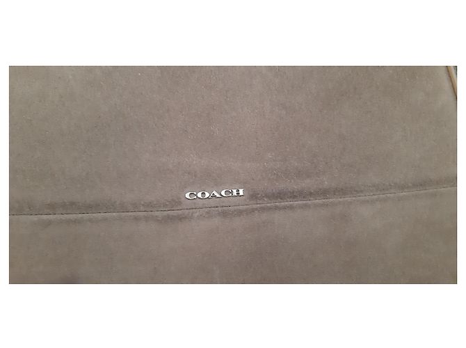 Borsa shopper Coach in camoscio taupe - vista 11