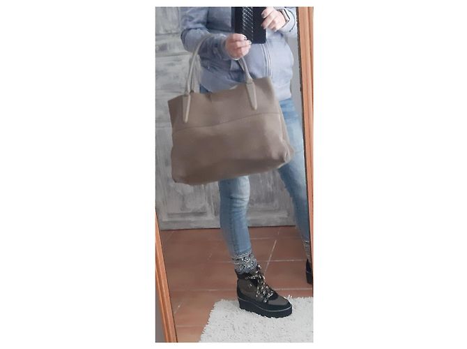 Borsa shopper Coach in camoscio taupe - vista 12
