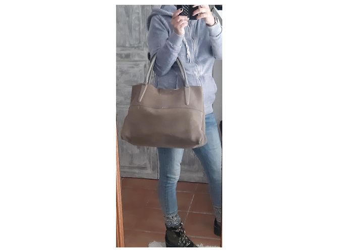 Borsa shopper Coach in camoscio taupe - vista 13