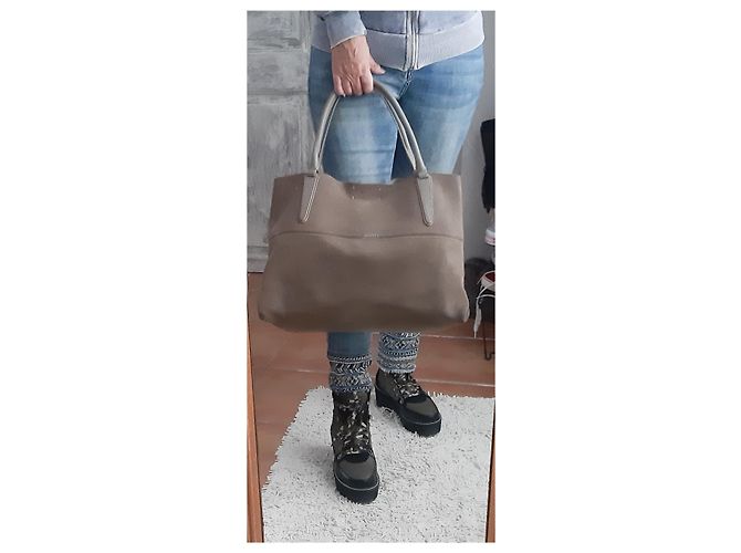 Borsa shopper Coach in camoscio taupe - vista 14