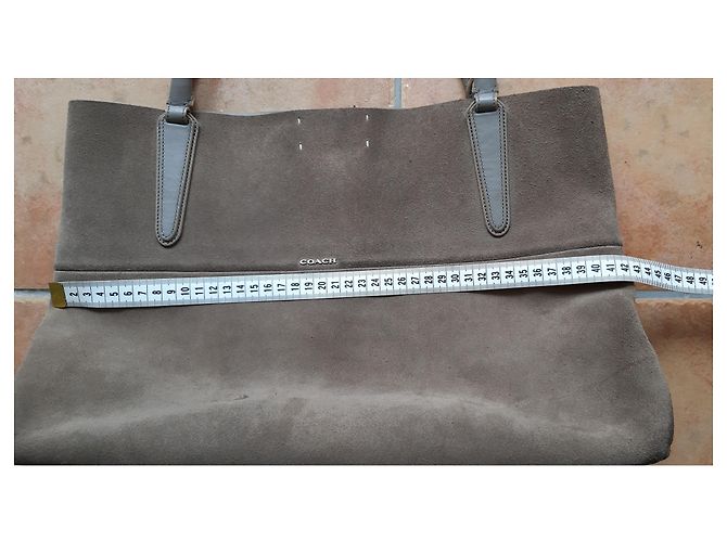 Borsa shopper Coach in camoscio taupe - vista 16