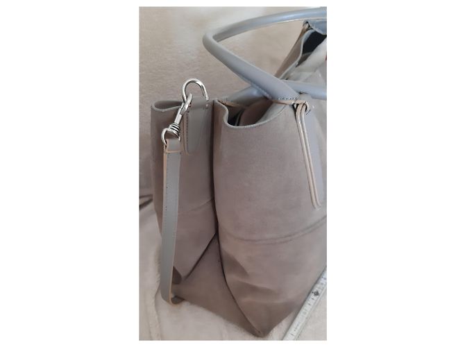 Borsa shopper Coach in camoscio taupe - vista 3