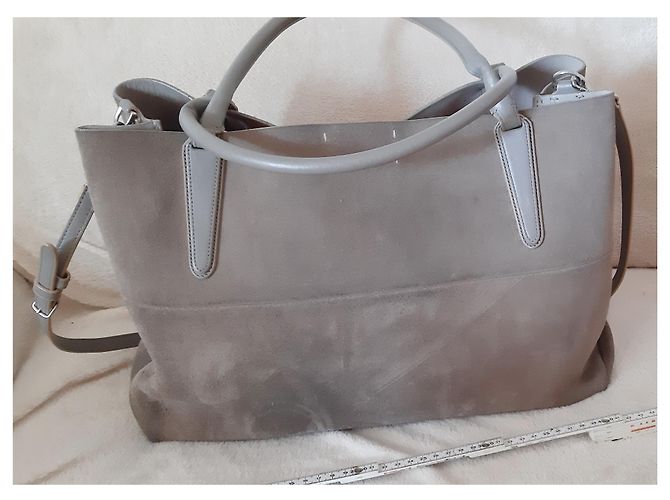 Borsa shopper Coach in camoscio taupe - vista 5