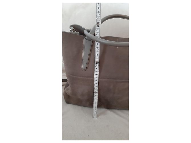 Borsa shopper Coach in camoscio taupe - vista 6