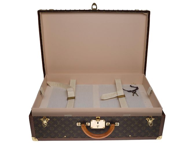 Very beautiful Louis Vuitton Alzer rigid suitcase 70 In monogram canvas, lozine and solid brass Brown - view 2