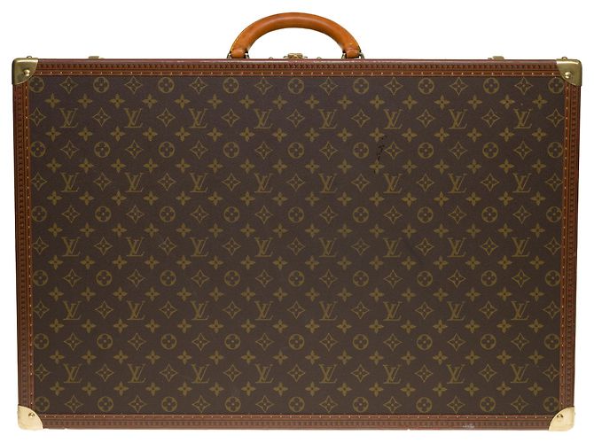 Very beautiful Louis Vuitton Alzer rigid suitcase 70 In monogram canvas, lozine and solid brass Brown - view 3