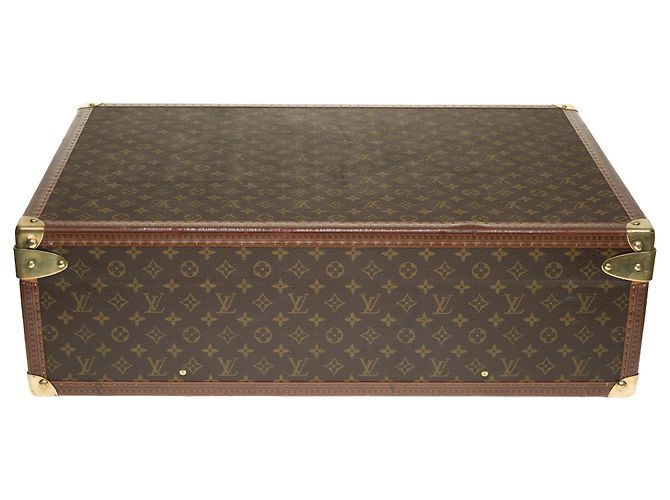 Very beautiful Louis Vuitton Alzer rigid suitcase 70 In monogram canvas, lozine and solid brass Brown - view 4