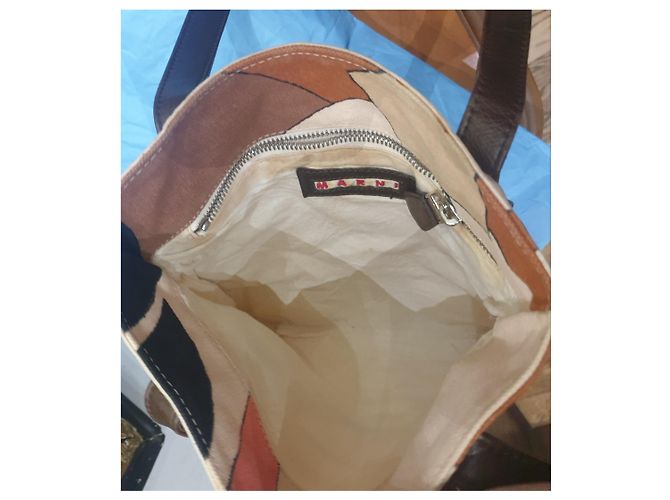 Bolsa de mão Marni em tecido estampado e couro Multicor - vista 5