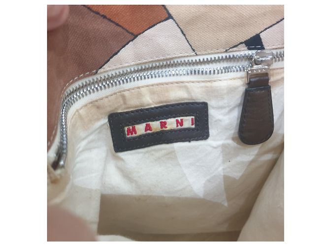 Bolsa de mão Marni em tecido estampado e couro Multicor - vista 6