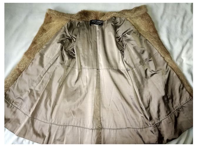 Louis Féraud FOURRURES PARIS Elegante Lujoso Abrigo de Piel Nutria Coypu Completamente Cerrable Castaño - vista 4