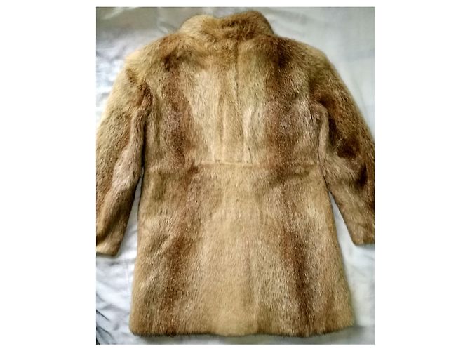 Louis Féraud FOURRURES PARIS Elegante Lujoso Abrigo de Piel Nutria Coypu Completamente Cerrable Castaño - vista 8