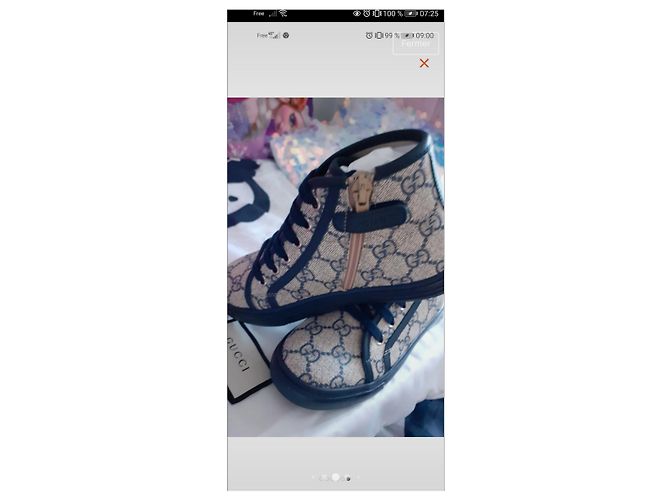 Gucci Monogramm High Top Sneaker Beige Stoff Größe 31 - Ansicht 4