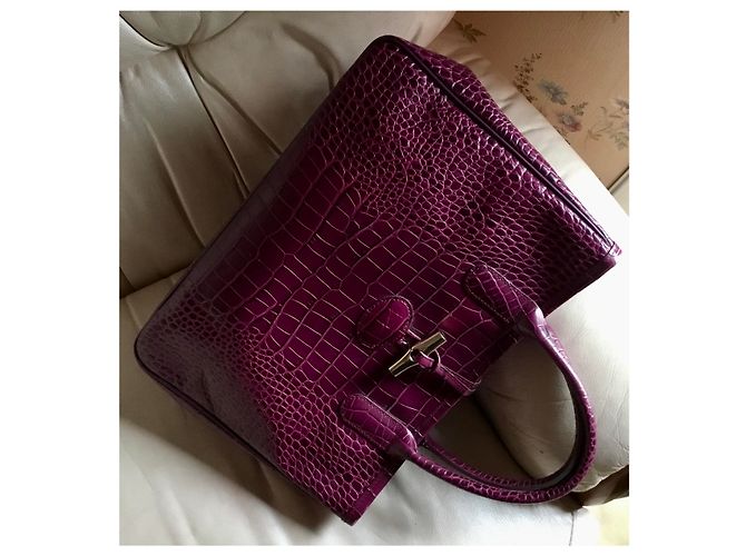 Roseau Longchamp BORSA VIOLINO IN VITELLO A FORMA DI CROCO - vista 3