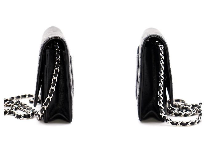 Wallet On Chain Portafoglio CHANEL V-Stitch Caviar con catena WOC Borsa a tracolla nera Nero - vista 5