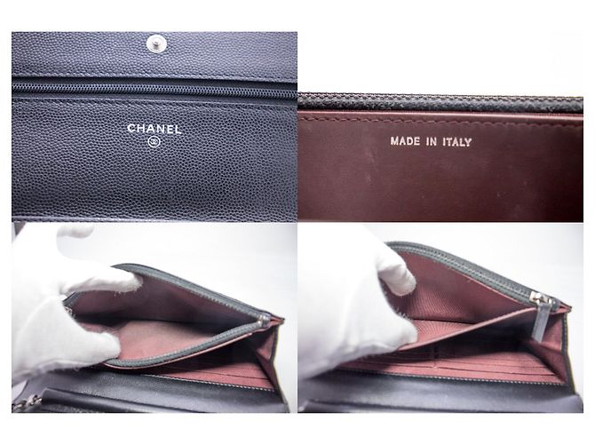Wallet On Chain Portafoglio CHANEL V-Stitch Caviar con catena WOC Borsa a tracolla nera Nero - vista 8